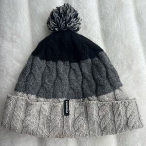 Patagonia Women's Pom Beanie glacier stripe black, gray, & light gray color